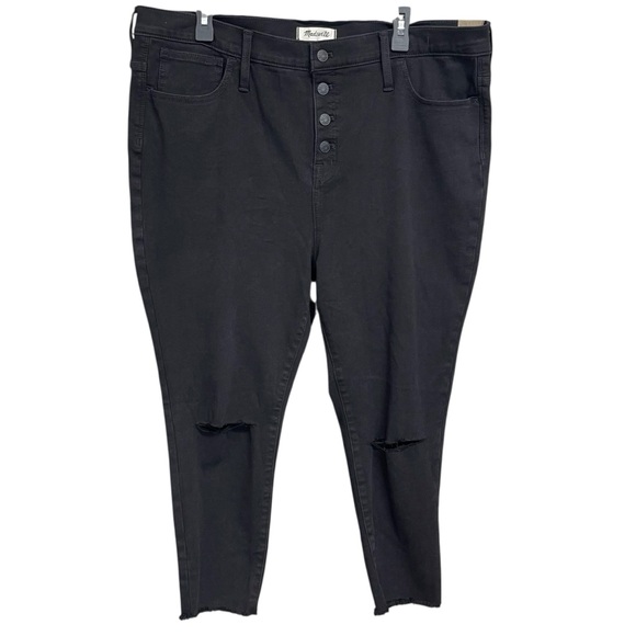 Madewell 10” High Rise Black Distressed Jeggings NWT Women’s Size 35 Petite - Picture 5 of 12